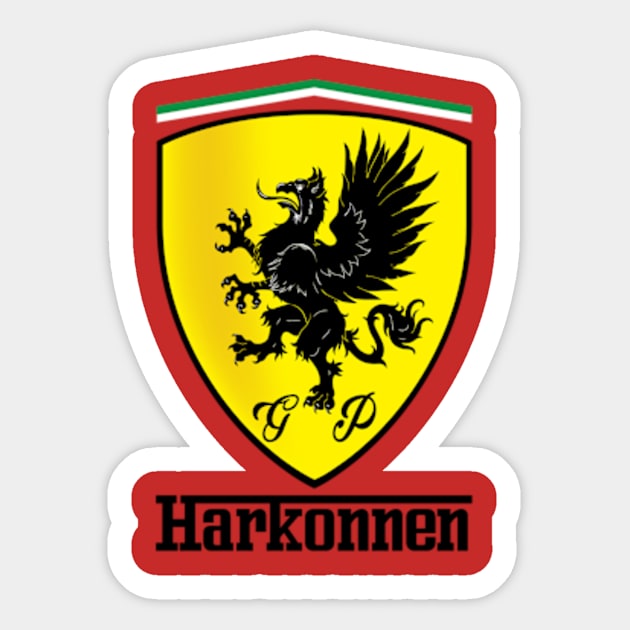 Harkonnen Sports Car (Alt Print) Sticker by Miskatonic Designs